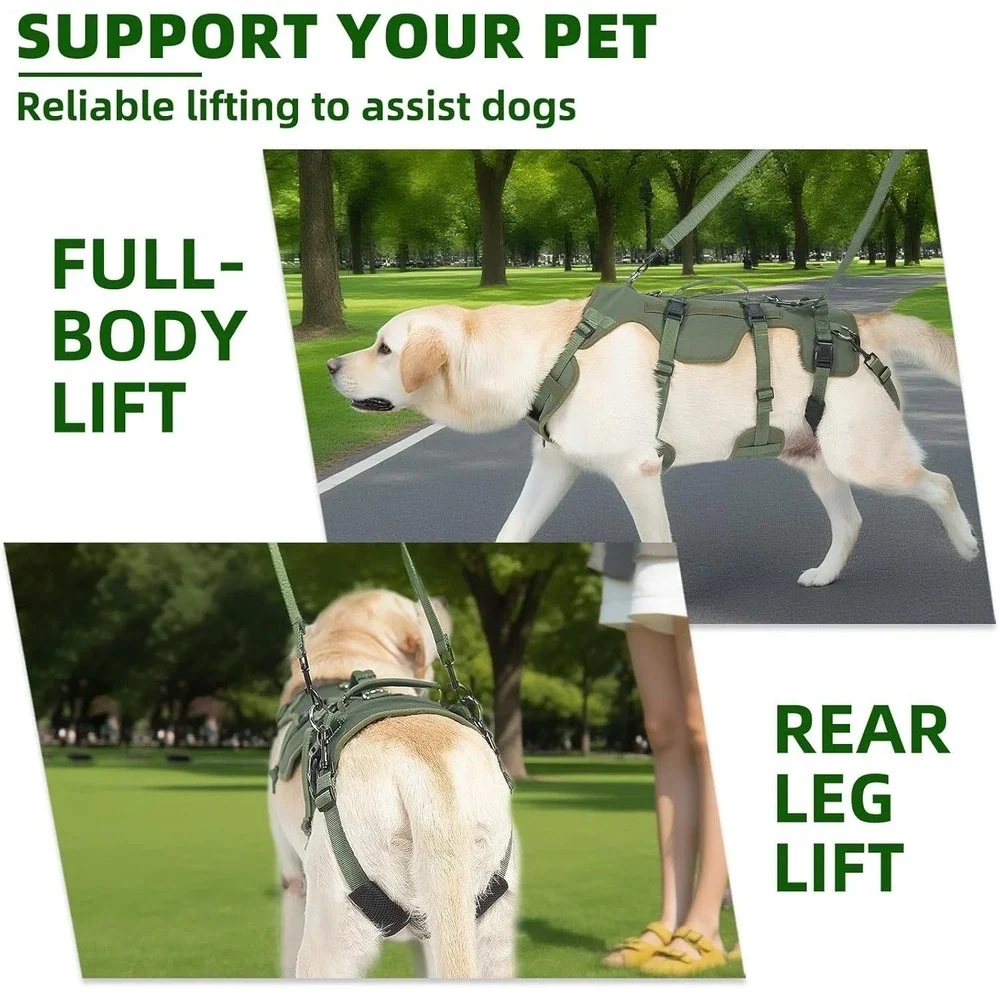 Dog Lift Harness Large Green PUPTECK‎ Support Sling for Rear Leg Injury Help